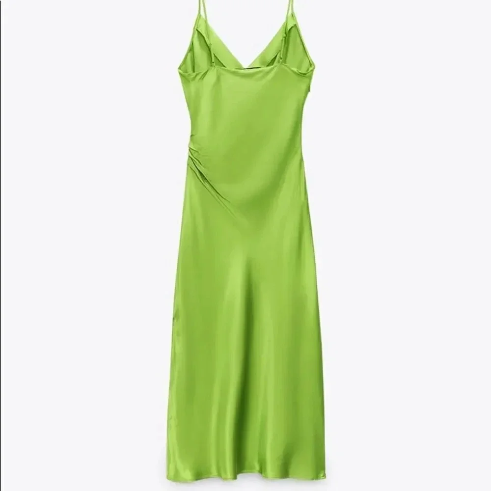 Zara neon green slip dress - Picture 3 of 16